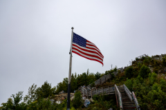 Looking up at Bell Mountain flag Looking up at Bell Mountain flag