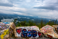 Bell Mountain low angle graffiti rocks and Chatuge Lake Bell Mountain low angle graffiti rocks and Chatuge Lake