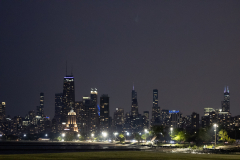 Wide angle Chicago Skyline at night