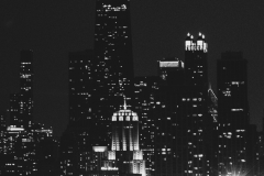 Chicago Skyline at night, Hancock centered, BW