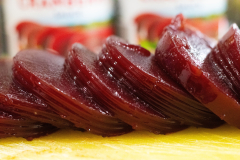 Cranberry sauce slices close