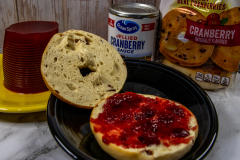 Cranberry bagel with cranberry sauce
