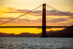 Intense sunset on golden gate bridge