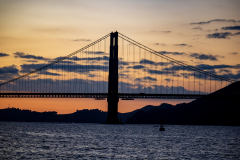 Orange glow during dusk at Golden Gate Bridge Orange glow during dusk at Golden Gate Bridge