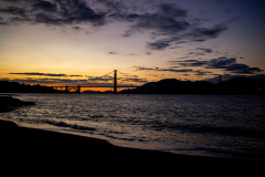 Sunset into dusk at Golden Gate Bridge Sunset into dusk at Golden Gate Bridge