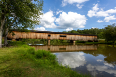 Watson Mill Bridge reflecting in water Watson Mill Bridge reflecting in water