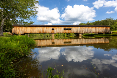 Full reflecting of Watson Mill Bridge in water Full reflecting of Watson Mill Bridge in water
